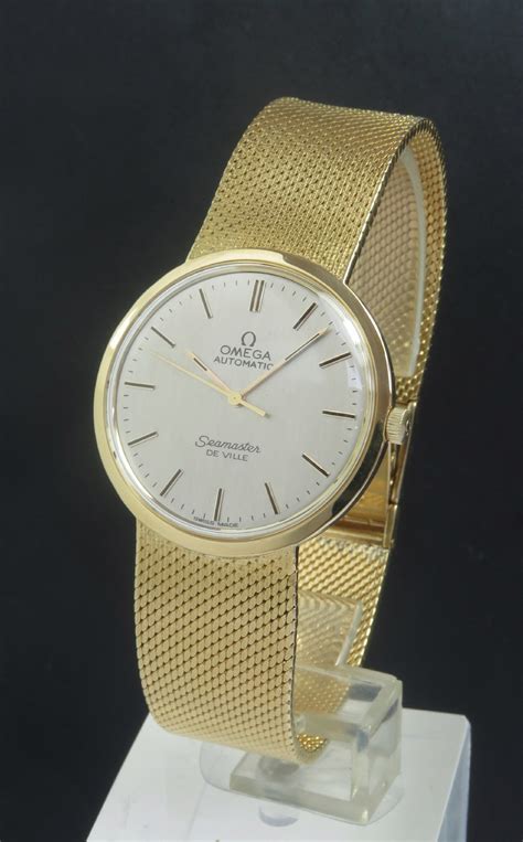 omega gold watch men's|omega 18k solid gold watches.